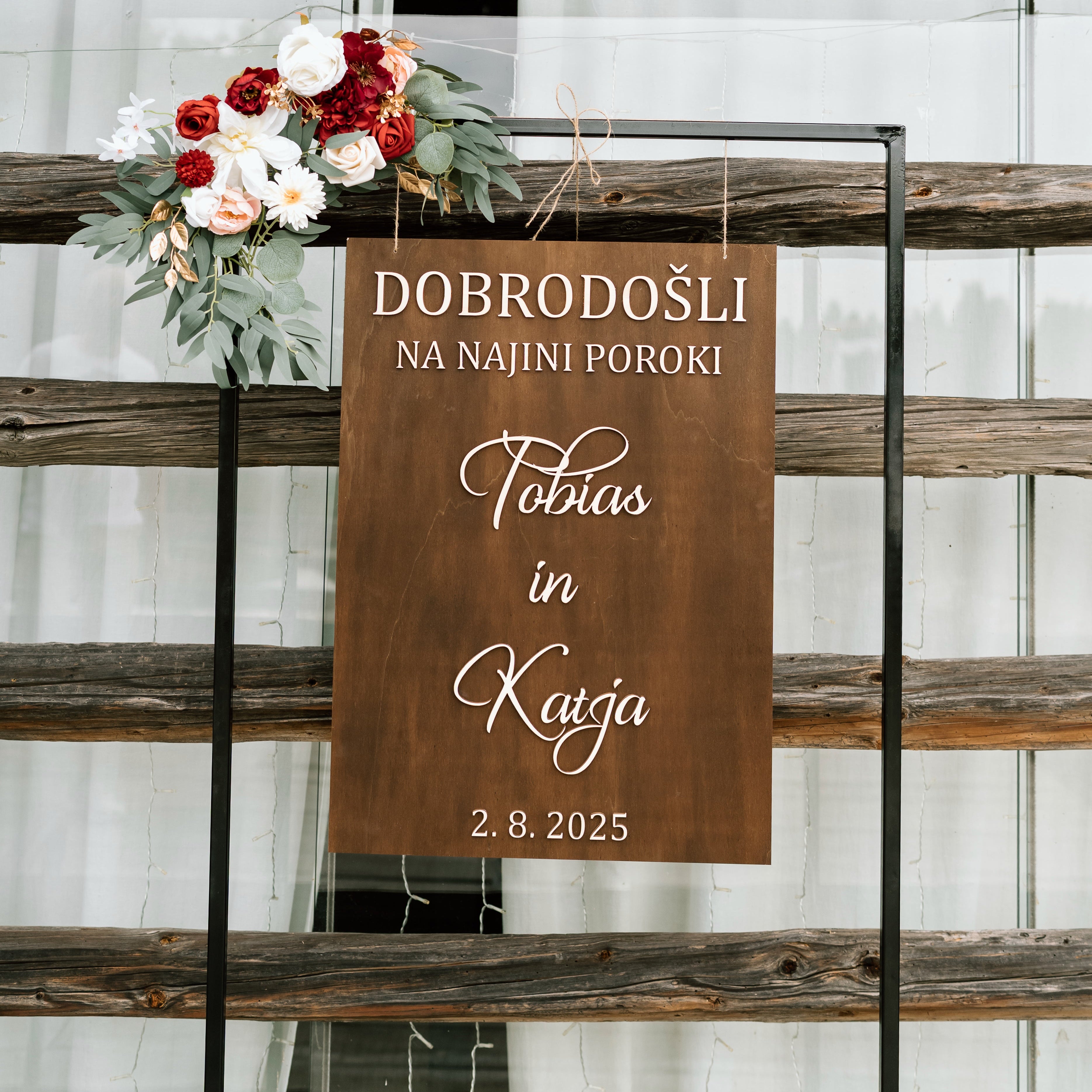 Lesena tabla - dobrodošli na najini poroki