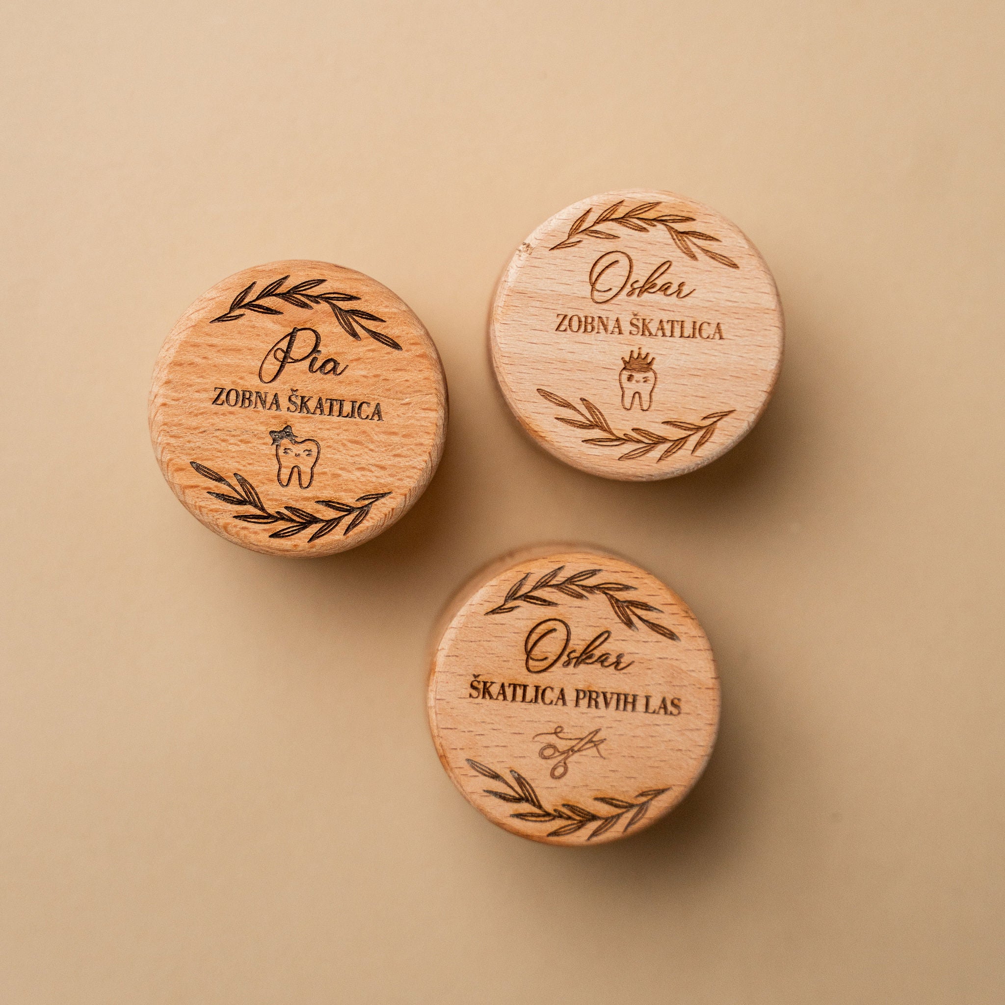 Komplet škatlic - prvi lasje in prvi zobki